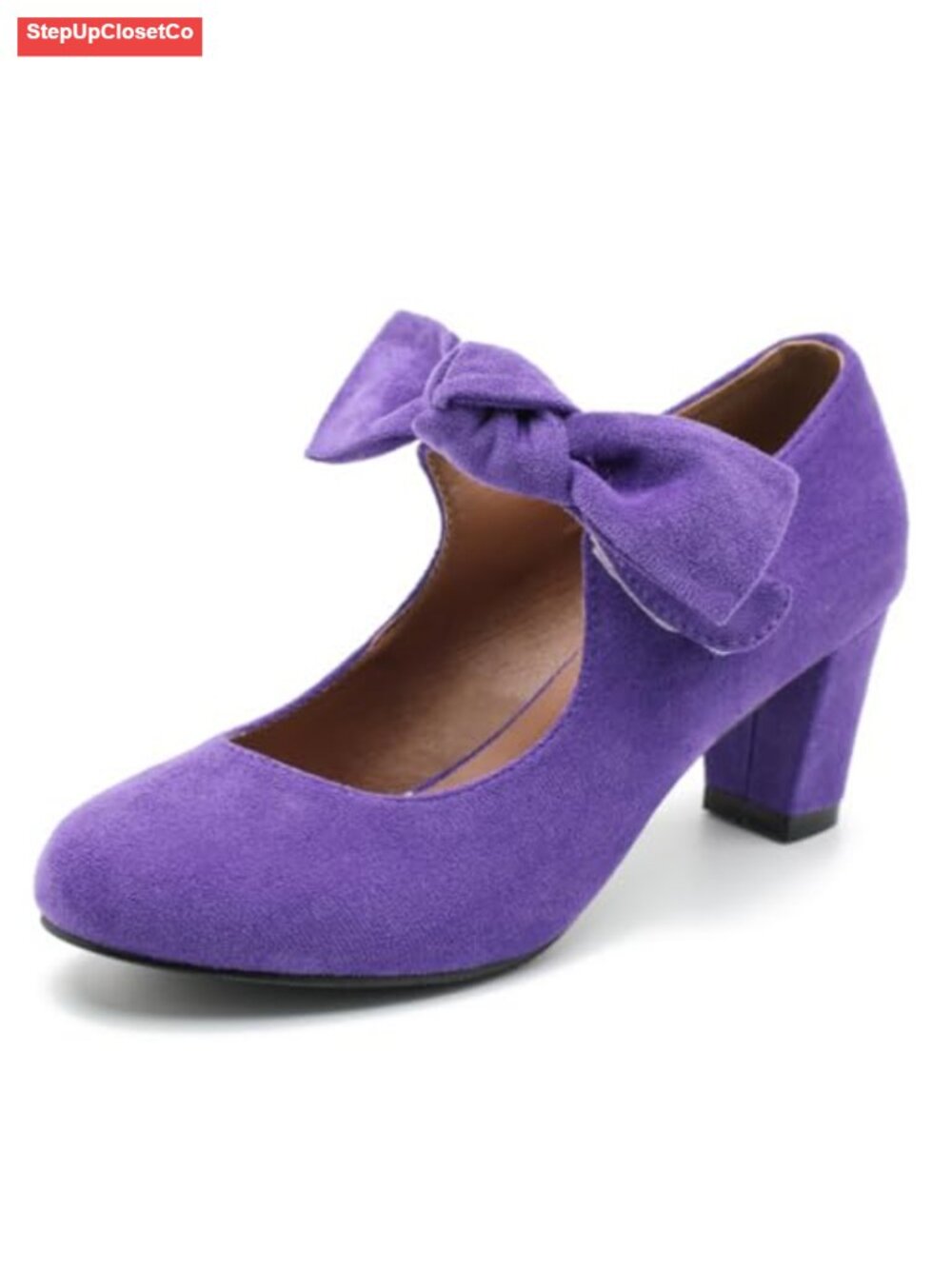 Women's Mary Jane Block Heel Pumps Dress Shoes Velvet Slip On Chunky